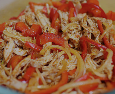 Picture of Fajita Seasoned Pulled Chicken with Seasoned Peppers and Onions