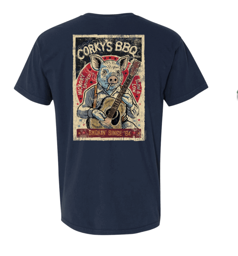 Picture of Guitar Poster TSHIRT NAVY 